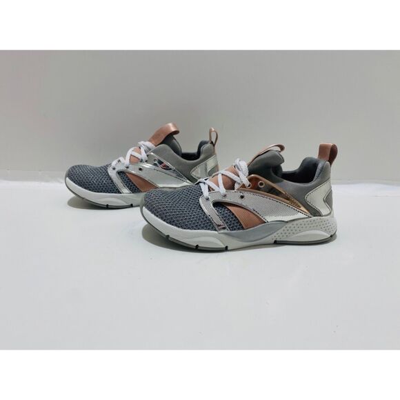 Skechers Sneakers Girl’s Metallic Grey and Rose Shine Status Athletic Size 1 - Picture 4 of 11